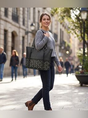 Montana West tote bag features studded rhinestone detailing